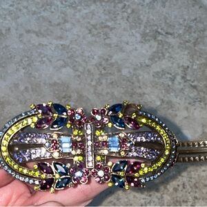 Heidi Daus vintage Gold Ornate multicolor stone(none missing) Barrette